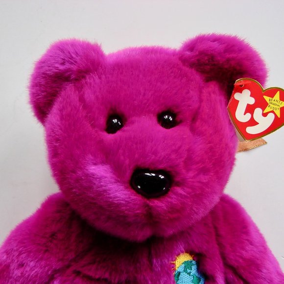 Ty Beanie Buddy Millennium Purple Bear Stuffed Plush Toy 1999 2000 Collectible - Picture 14 of 14